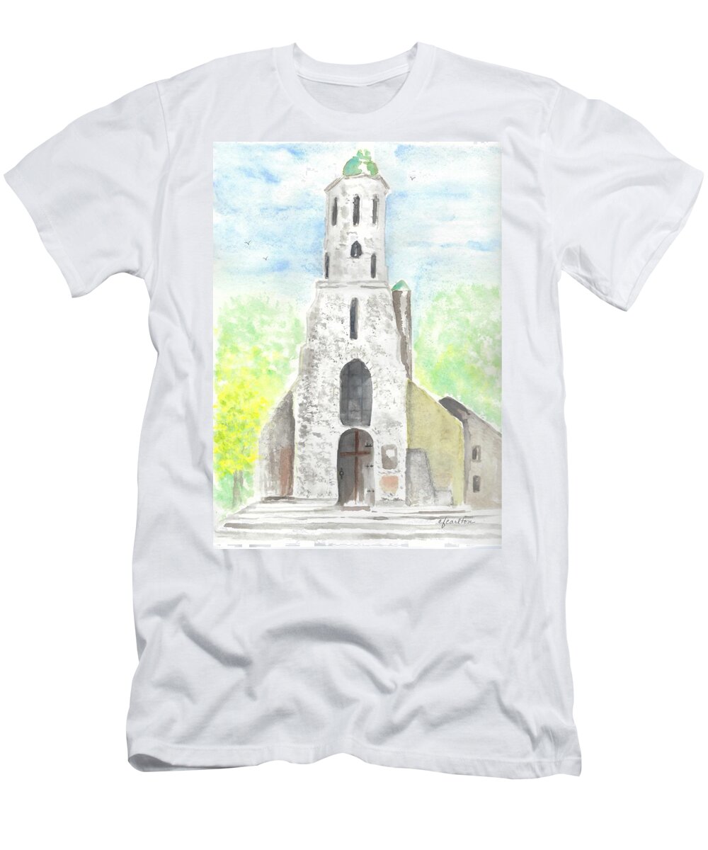 Old T-Shirt featuring the painting Old Budapest Church by Claudette Carlton