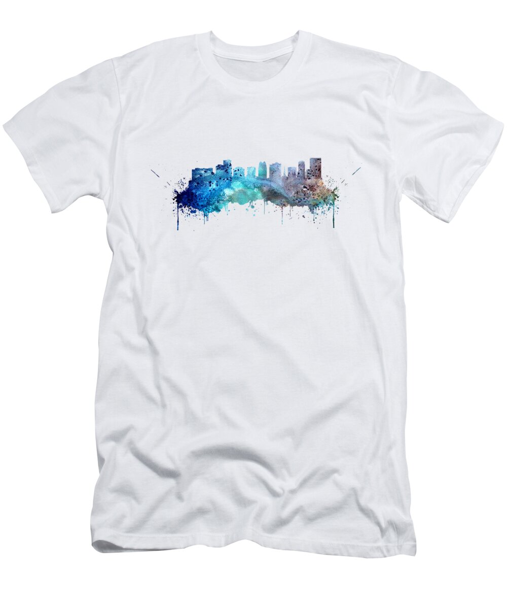 Orlando Skyline T-Shirt featuring the digital art Orlando by Erzebet S