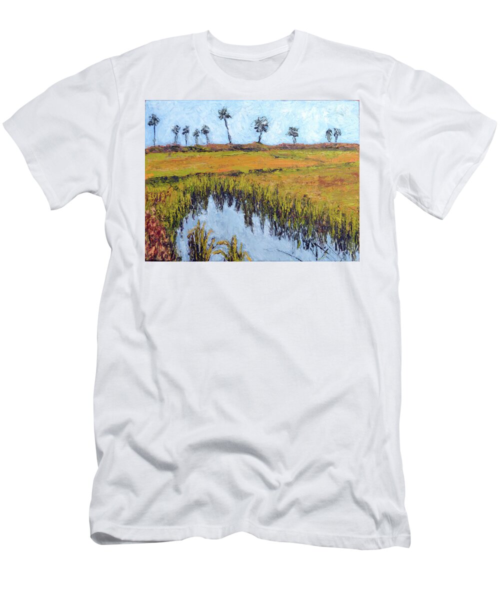 Paddy Fields T-Shirt featuring the painting Paddy Fields by Uma Krishnamoorthy