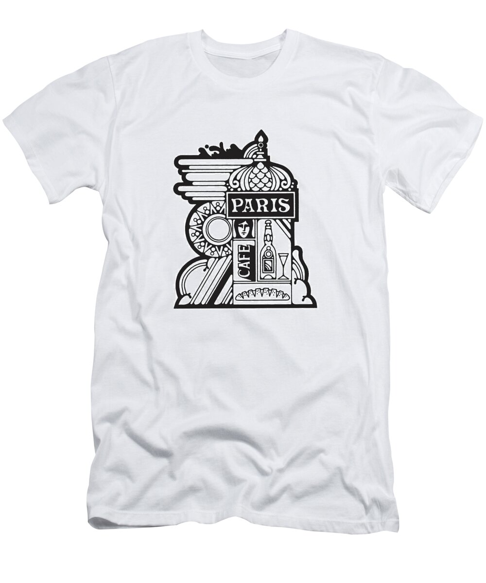 Ad T-Shirt featuring the drawing Paris Caf Collage by CSA Images