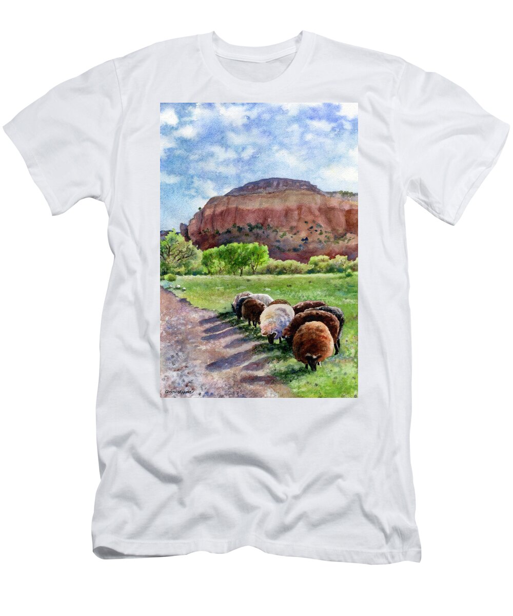 Ghost Ranch New Mexico Painting T-Shirt featuring the painting Peaceful Pasture by Anne Gifford