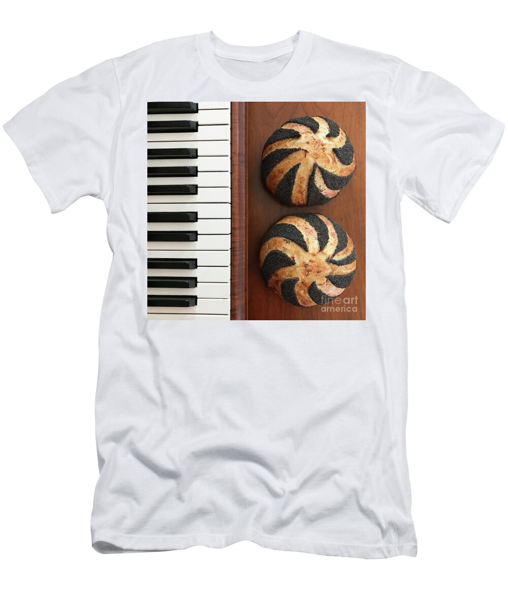 Bread T-Shirt featuring the photograph Piano And Poppy Seed Swirl Sourdough 3 by Amy E Fraser