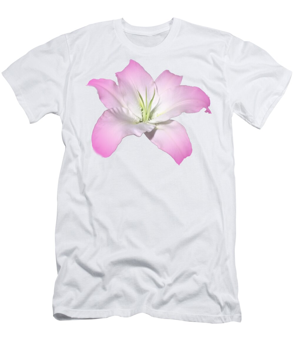 Pink T-Shirt featuring the photograph Pink Lily Flower Photograph Best for Shirts by Delynn Addams