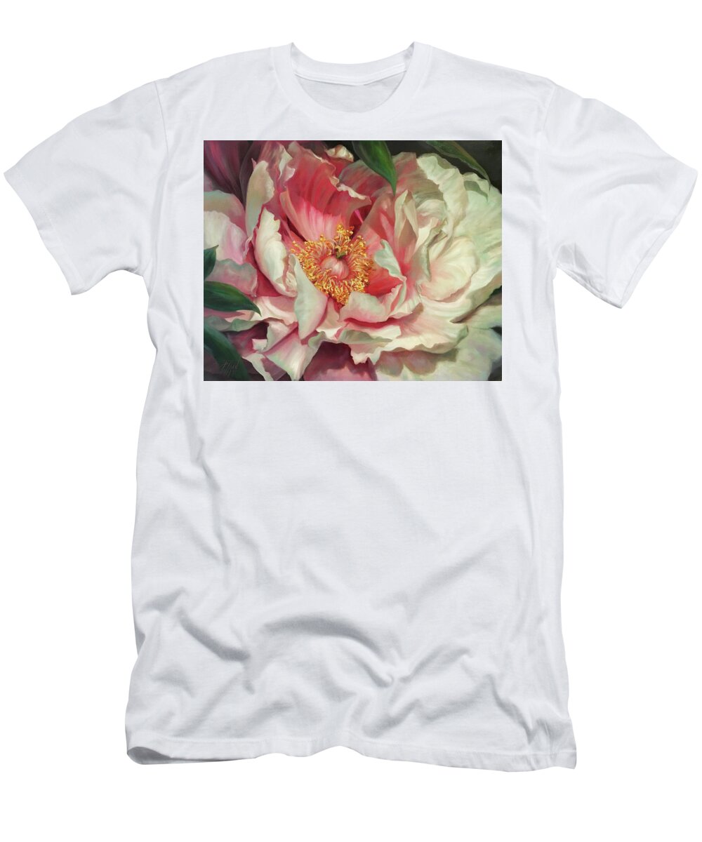 Flowers T-Shirt featuring the painting Pink Peonie by Lynne Pittard