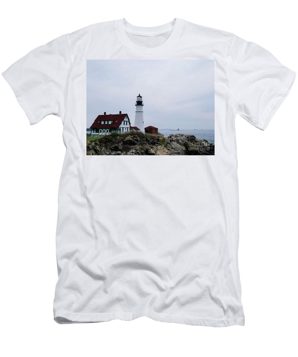 Portland T-Shirt featuring the photograph Portland Head Lighthouse by Elizabeth M