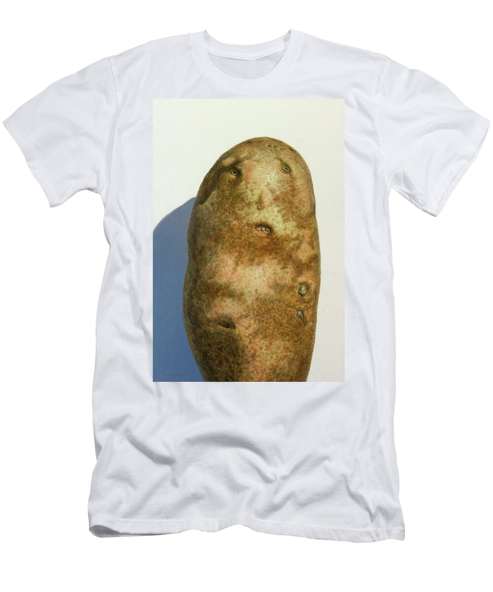 Russet T-Shirt featuring the painting Portrait of a Potato by James W Johnson