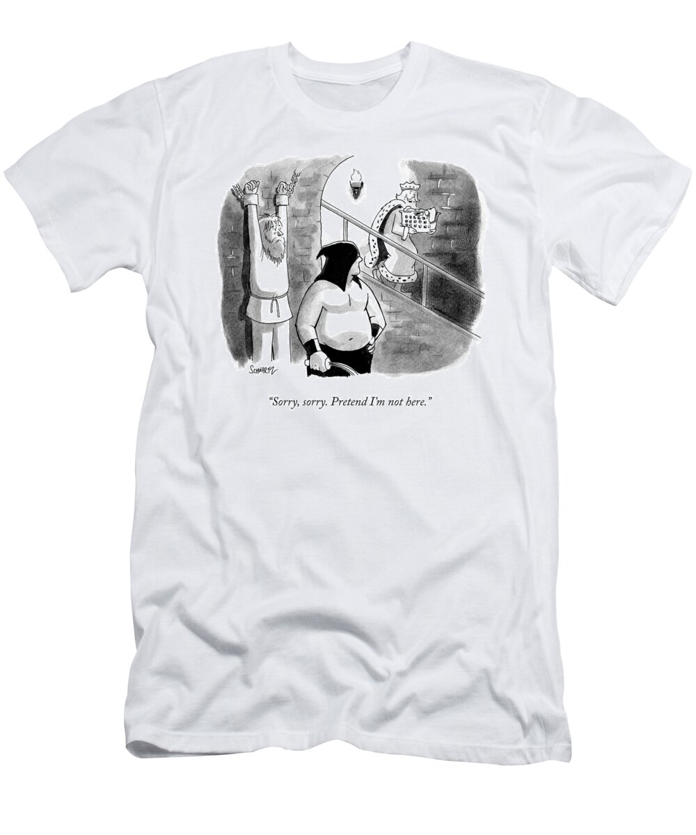 sorry T-Shirt featuring the drawing Pretend I'm Not Here by Benjamin Schwartz
