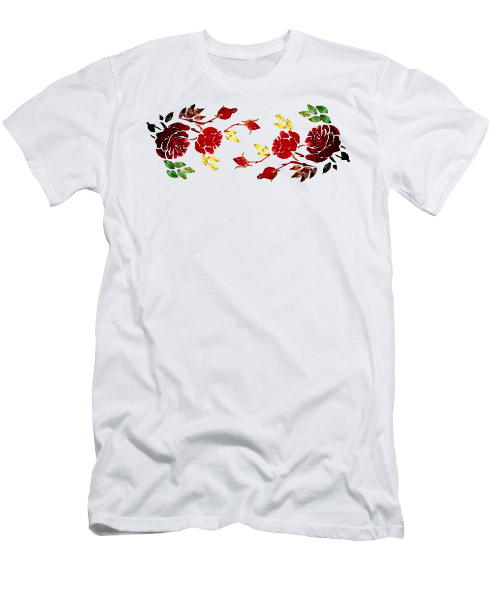 Pretty T-Shirt featuring the painting Pretty Red Rose Watercolor Transparent Background YOU CHOOSE THE COLOR for Cups by Delynn Addams