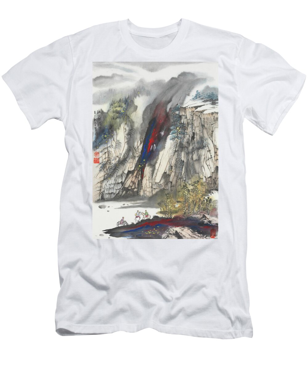Chinese Watercolor T-Shirt featuring the painting Winter Ride by Jenny Sanders