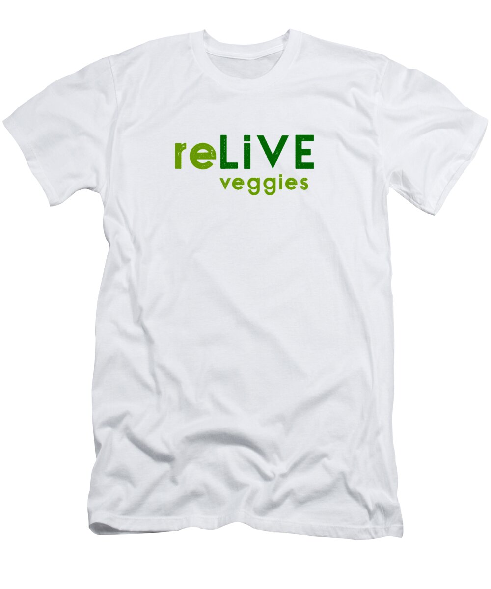  T-Shirt featuring the drawing reLIVE - two greens by Charlie Szoradi