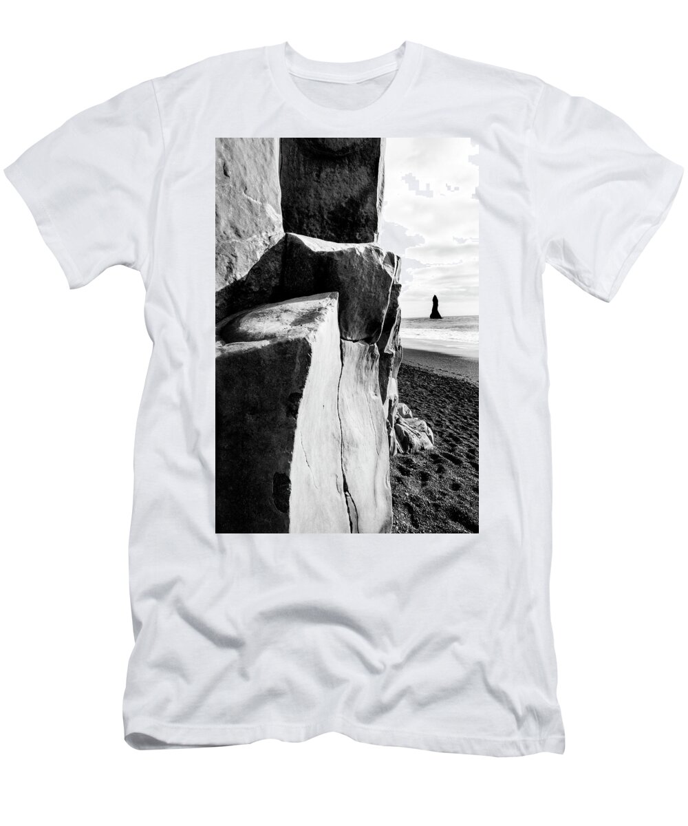 Reynisfjara Beach T-Shirt featuring the photograph Reynisfjara Beach #1 by Kathryn McBride