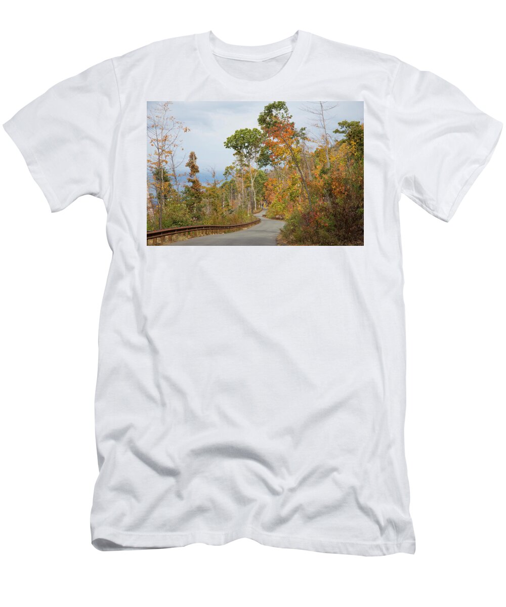Mt Tom Reservation Road T-Shirt featuring the photograph Road Thru Changing Seasons by Karol Livote