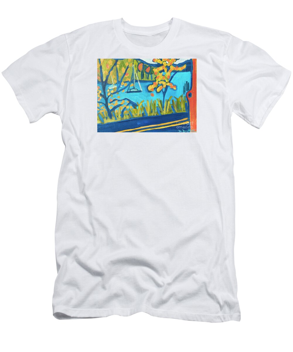 Landscape T-Shirt featuring the painting Road to the Ferry Charlotte Vt by Debra Bretton Robinson