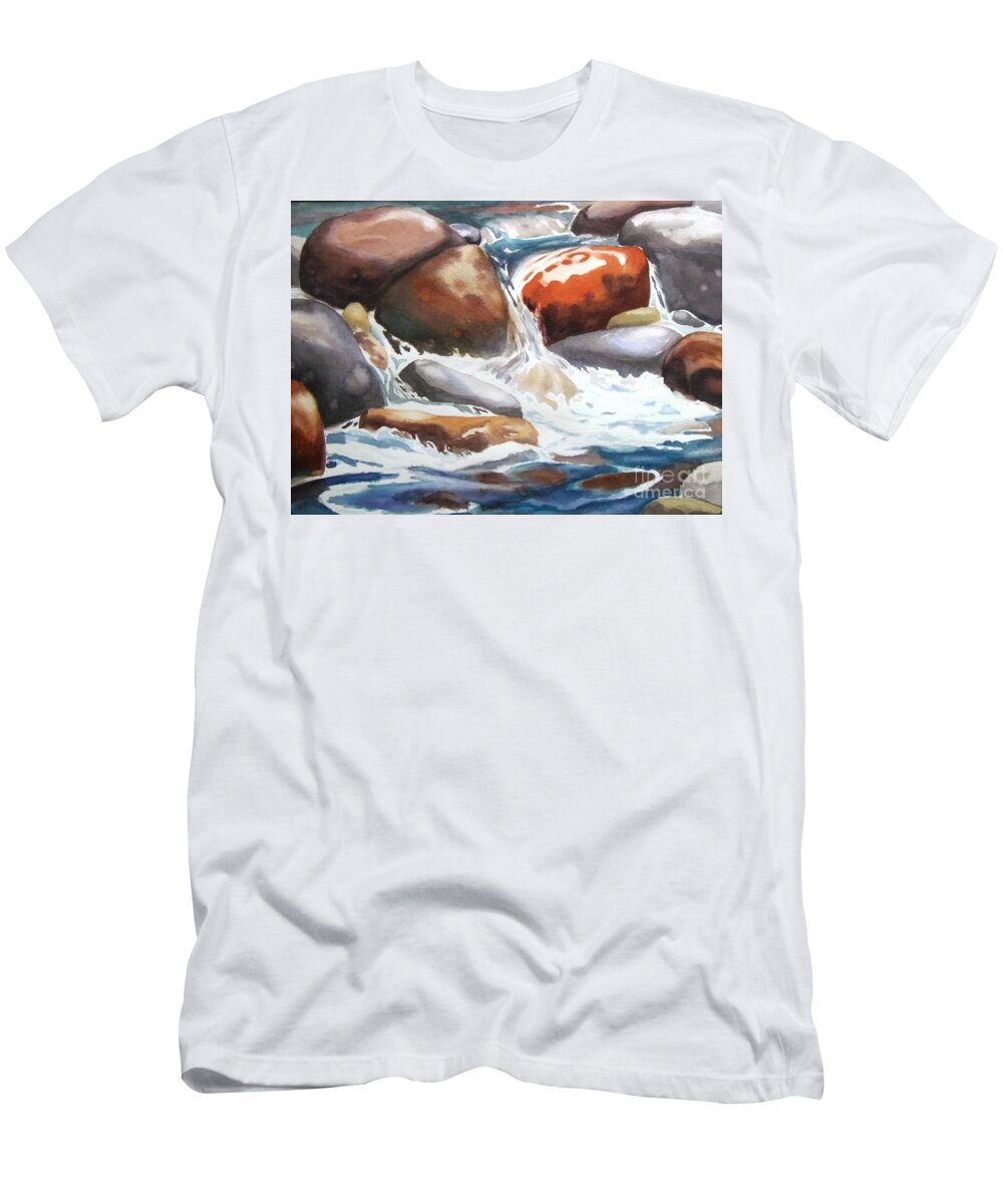 Rocks T-Shirt featuring the painting Rocks by Petra Burgmann