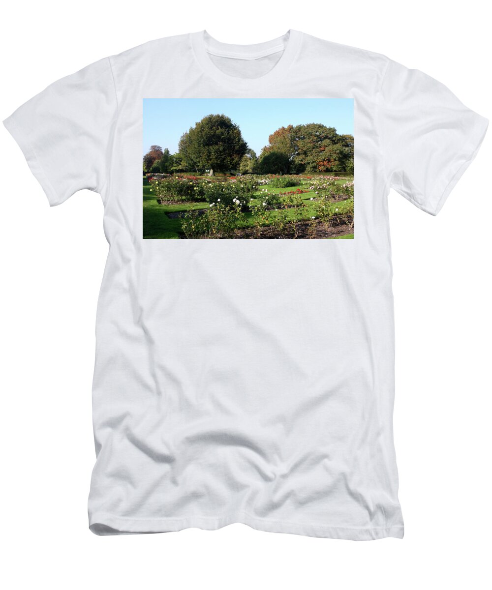 London T-Shirt featuring the photograph Rose Garden At Greenwich Park, London by Aidan Moran