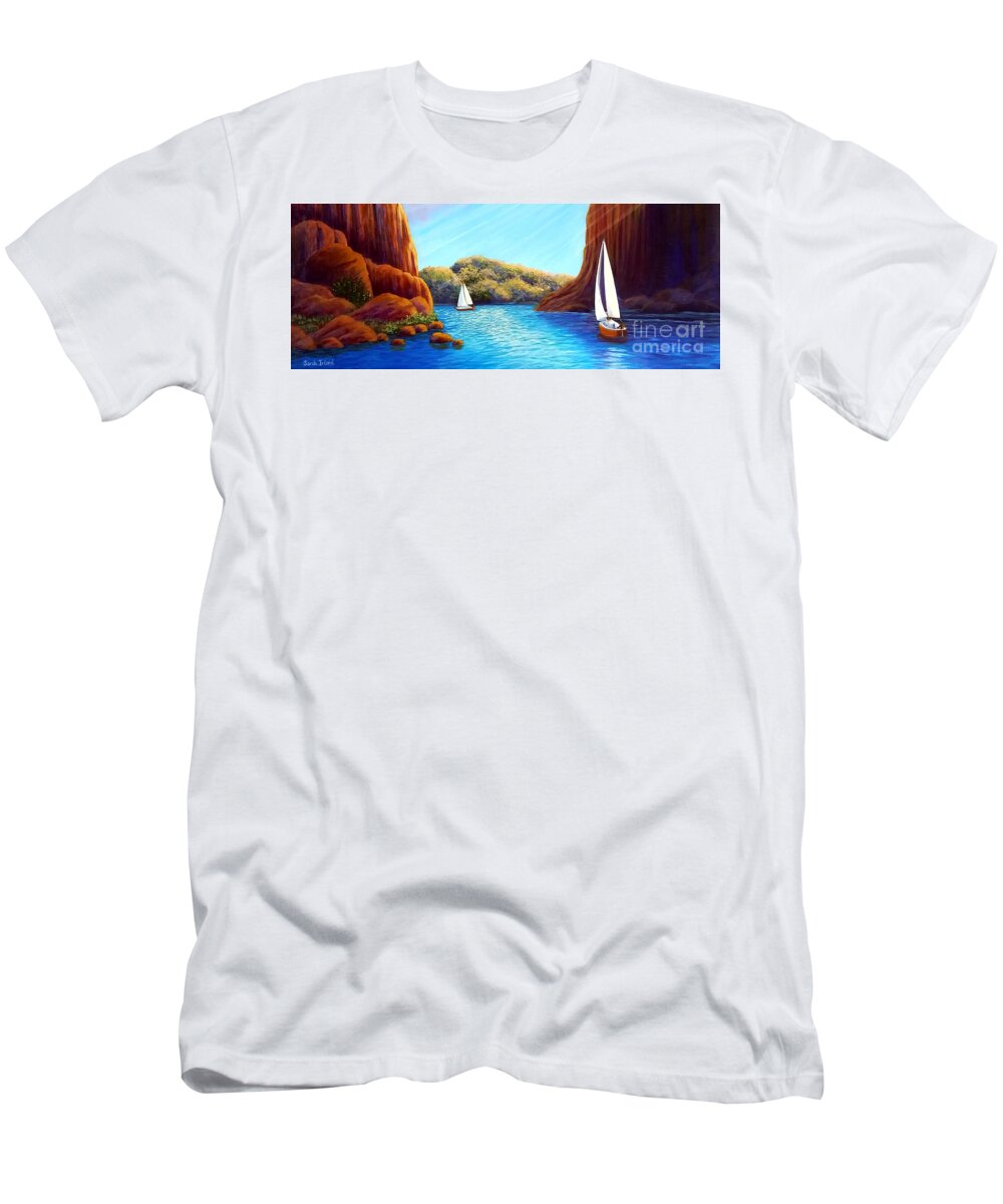 Round T-Shirt featuring the painting 'Round the Bend, Excerpt, Wide Format by Sarah Irland