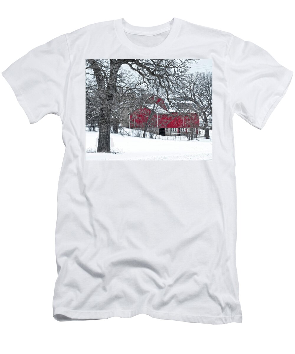 Red Barn T-Shirt featuring the photograph Rural Red Barn by Billy Knight