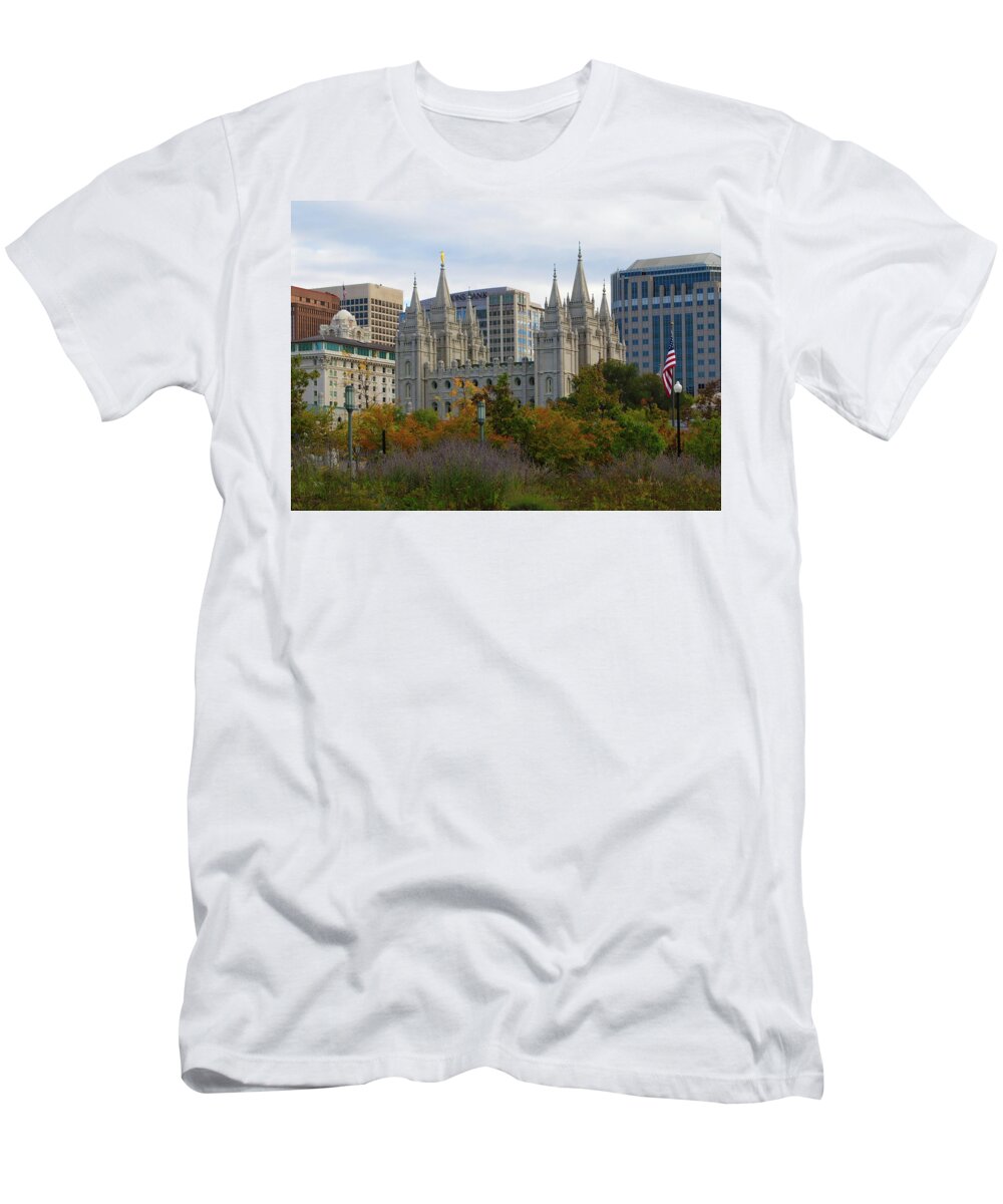 Temple T-Shirt featuring the photograph Salt Lake City Temple by Nathan Abbott
