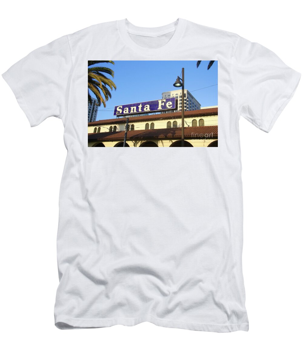Santa Fe Depot T-Shirt featuring the photograph Santa Fe Depot Sign by Suzanne Oesterling