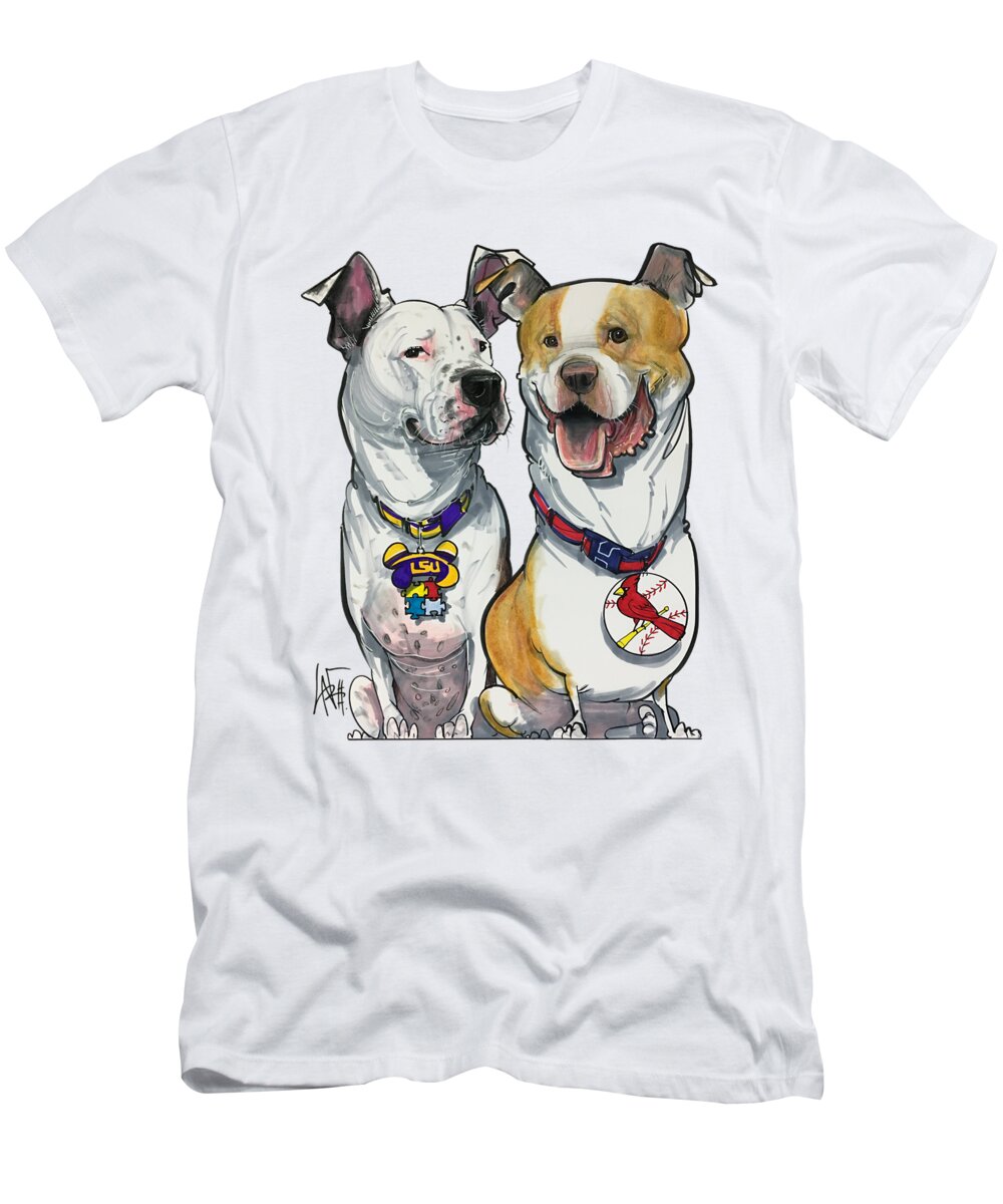 Satin-eder 4548 T-Shirt featuring the drawing Satin-Eder 4548 by Canine Caricatures By John LaFree