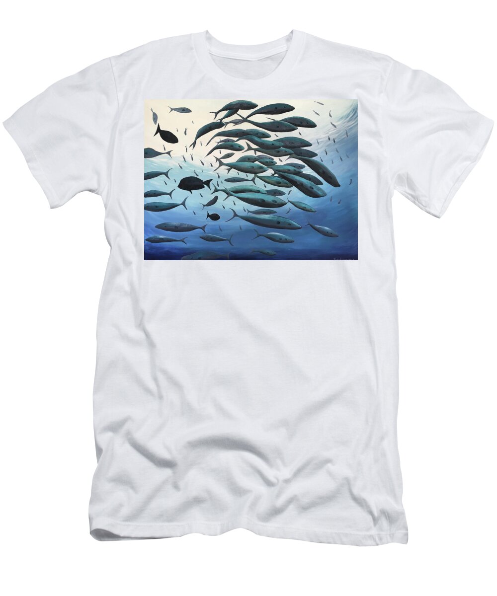 School Of Fish T-Shirt featuring the painting School of Fish by Winton Bochanowicz