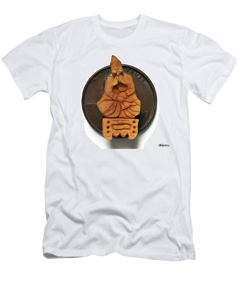 Keepaustinnuts T-Shirt featuring the sculpture Seated Sage on Pedestal by Ismael Cavazos