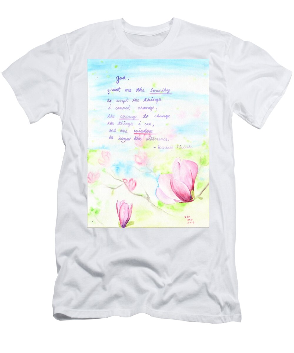 Serenity Prayer T-Shirt featuring the painting Serenity Prayer by Helian Cornwell