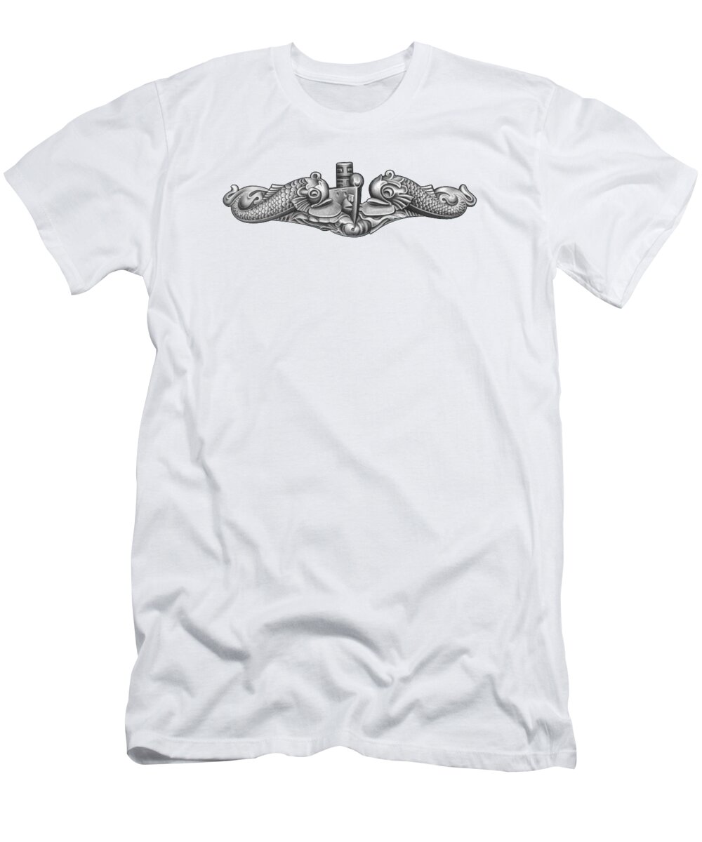 Silver Submarine Dolphins T-Shirt featuring the mixed media Silver Submarine Dolphins by Baltzgar