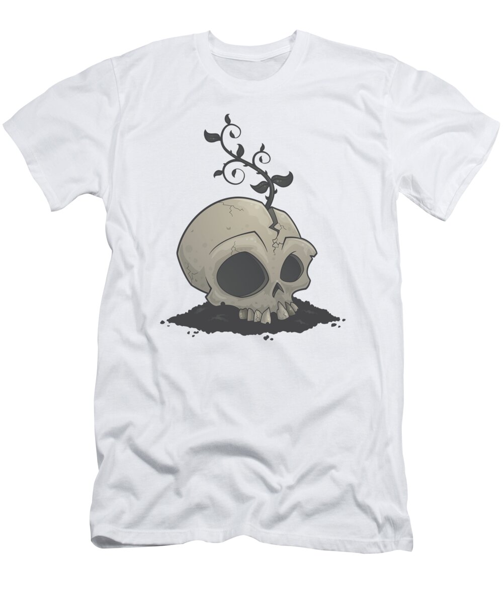 Sapling T-Shirt featuring the digital art Skull Garden by John Schwegel