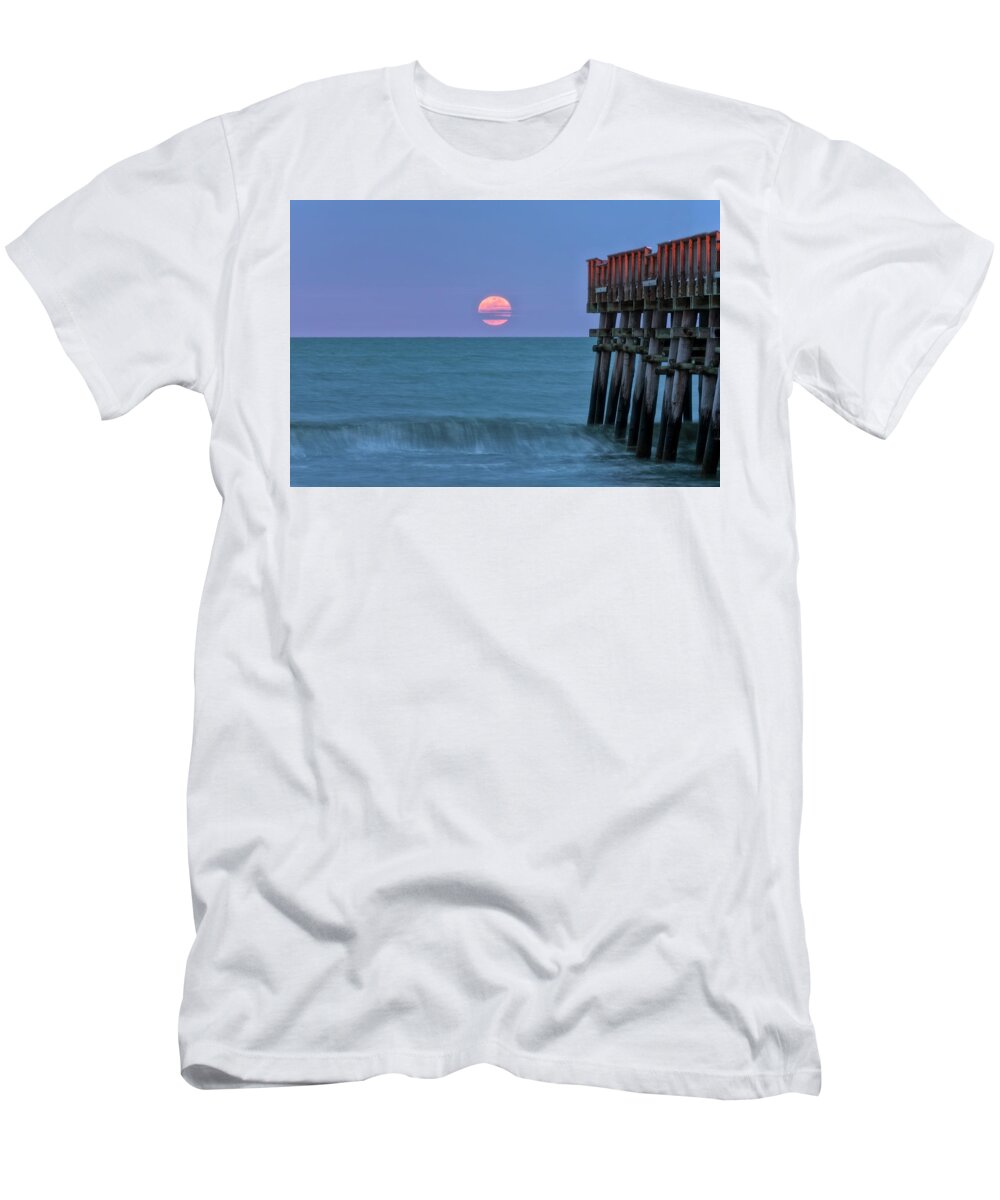 Snow Moon T-Shirt featuring the photograph Snow Moon by Russell Pugh