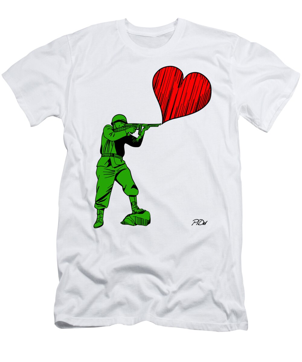 Military T-Shirt featuring the digital art Soldier of Love by Piotr Dulski