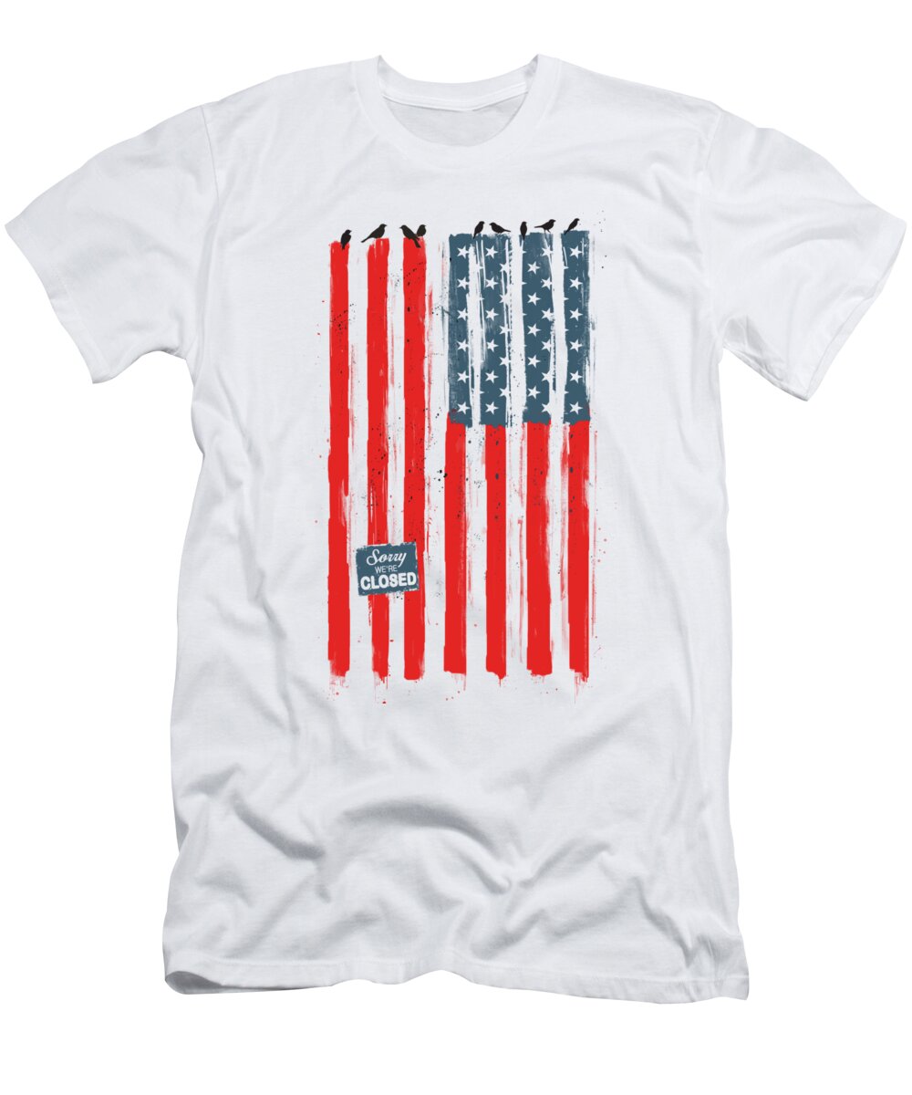 Usa T-Shirt featuring the painting Sorry We're Closed by Balazs Solti