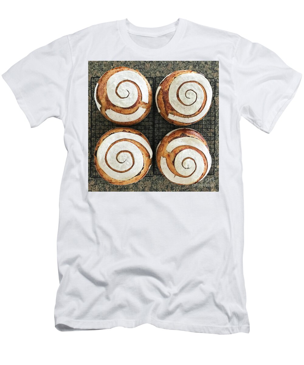 Bread T-Shirt featuring the photograph Sourdough Spirals x 4 by Amy E Fraser
