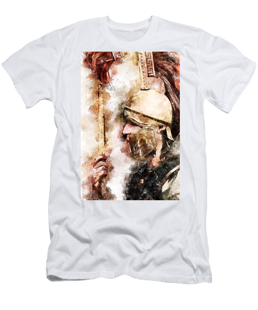 Spartan Warrior T-Shirt featuring the painting Spartan Hoplite - 29 by AM FineArtPrints