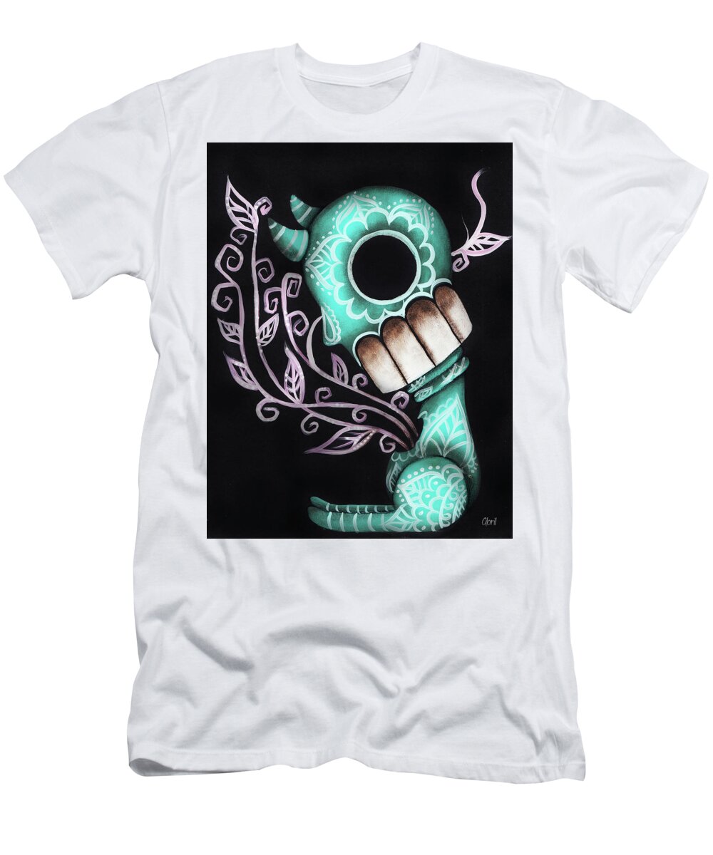 Day Of The Dead T-Shirt featuring the painting Sprout by Abril Andrade