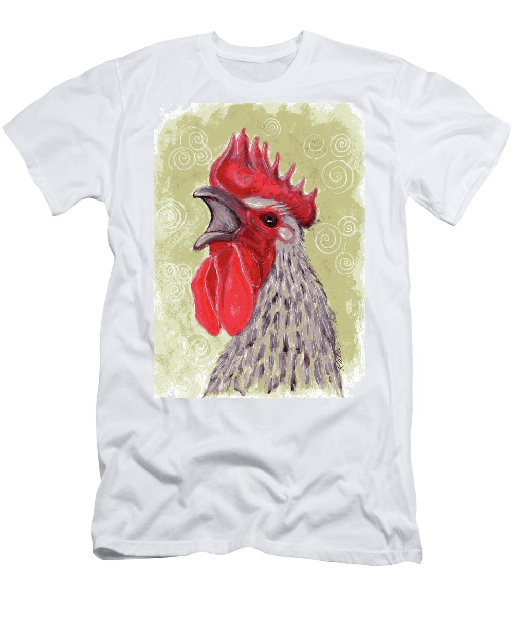 Chicken T-Shirt featuring the painting Squawk Box by Karren Case