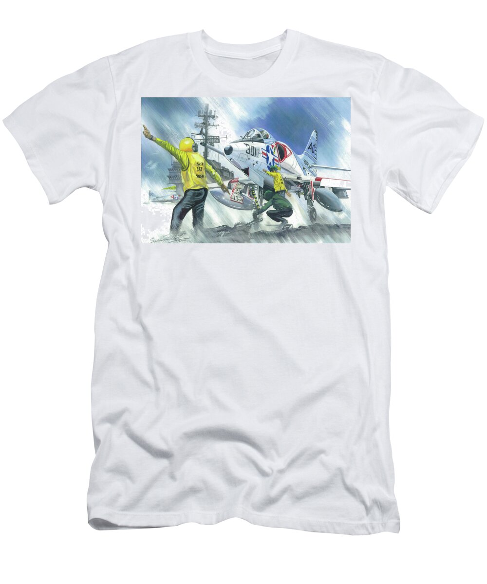 Skyhawk T-Shirt featuring the painting Ssdd by Simon Read