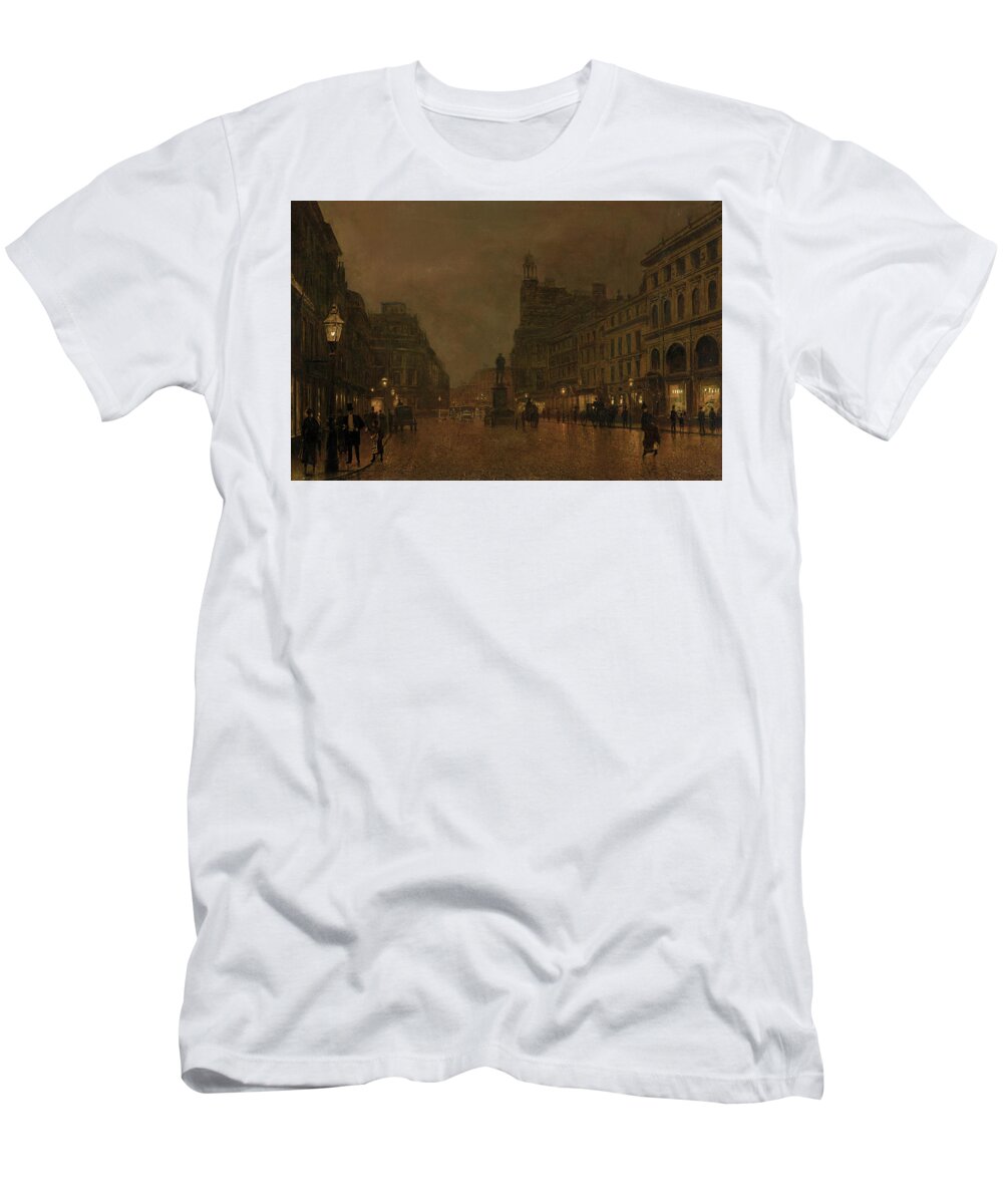 St Anne's Square T-Shirt featuring the painting St Anne's Square and Exchange Manchester by John Atkinson Grimshaw