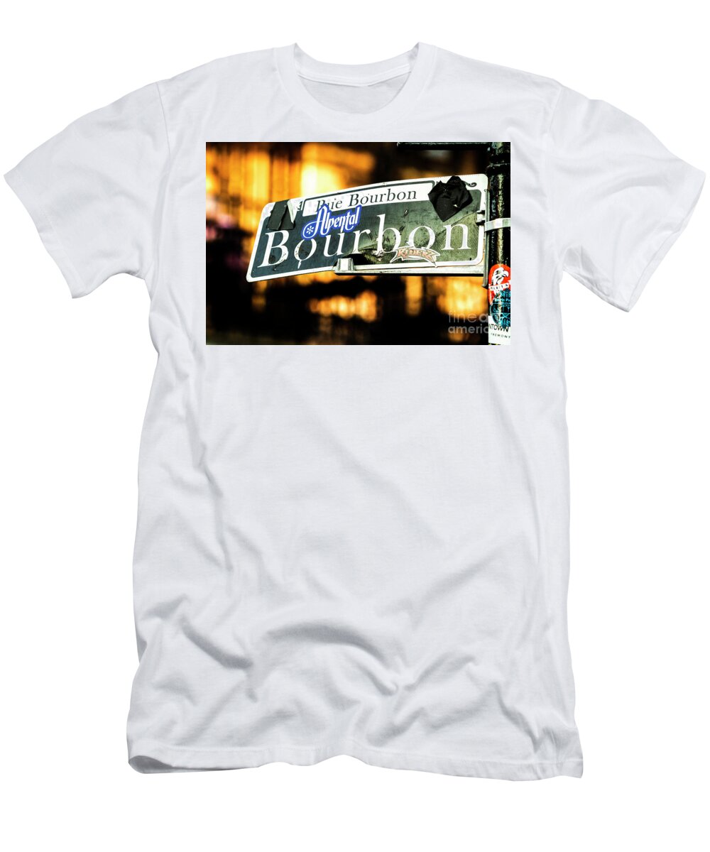 Photo T-Shirt featuring the photograph Stickers of Bourbon St by Jason Hughes
