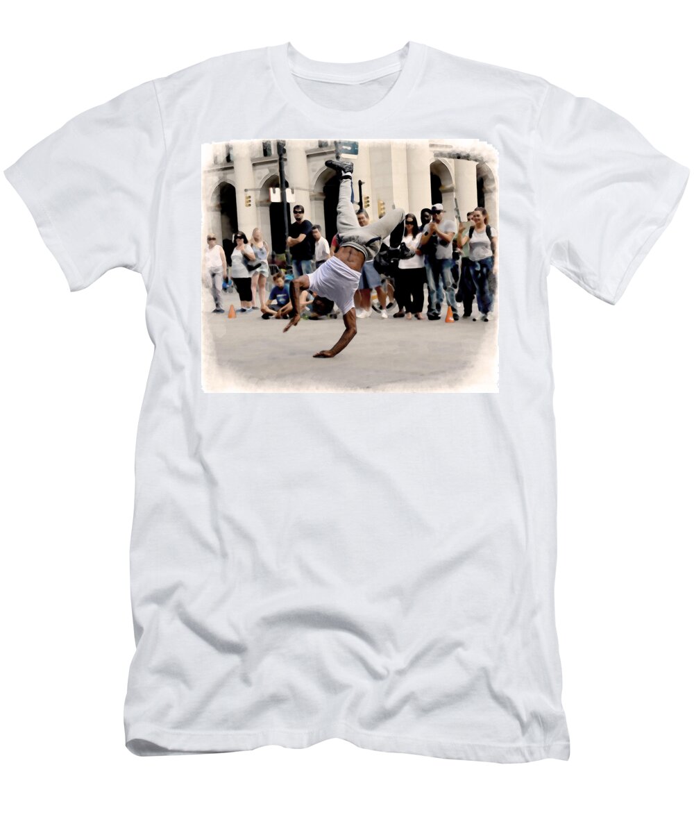 Street Dance T-Shirt featuring the digital art Street Dance. New York City. by Alex Mir