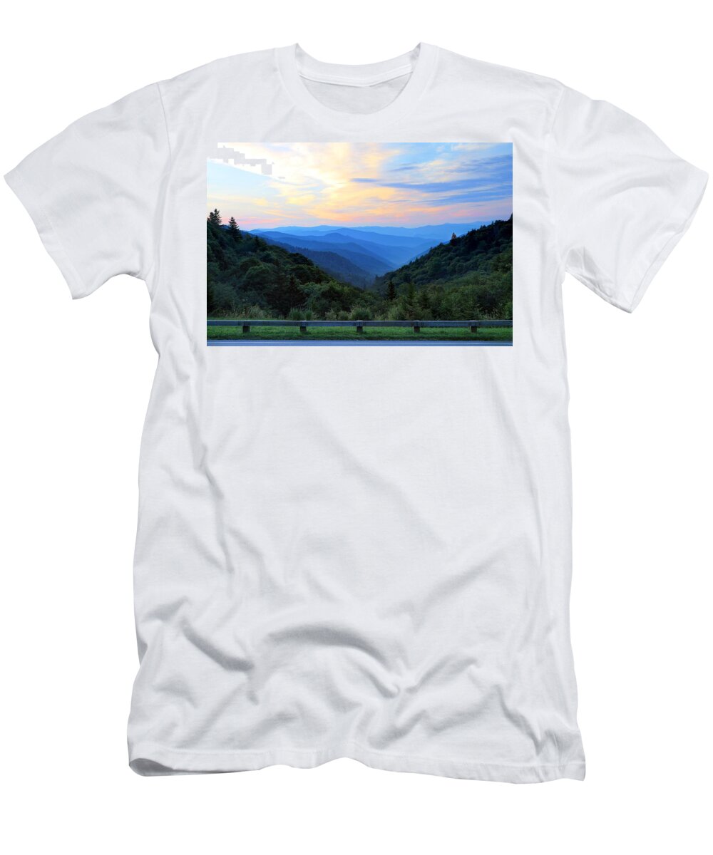 Sunrise At The Oconaluftee Valley Overlook T-Shirt featuring the photograph Sunrise At The Oconaluftee Valley Overlook by Carol Montoya