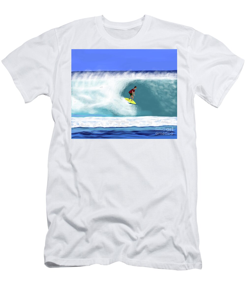 Surf T-Shirt featuring the digital art Surfer Dude by Annette M Stevenson