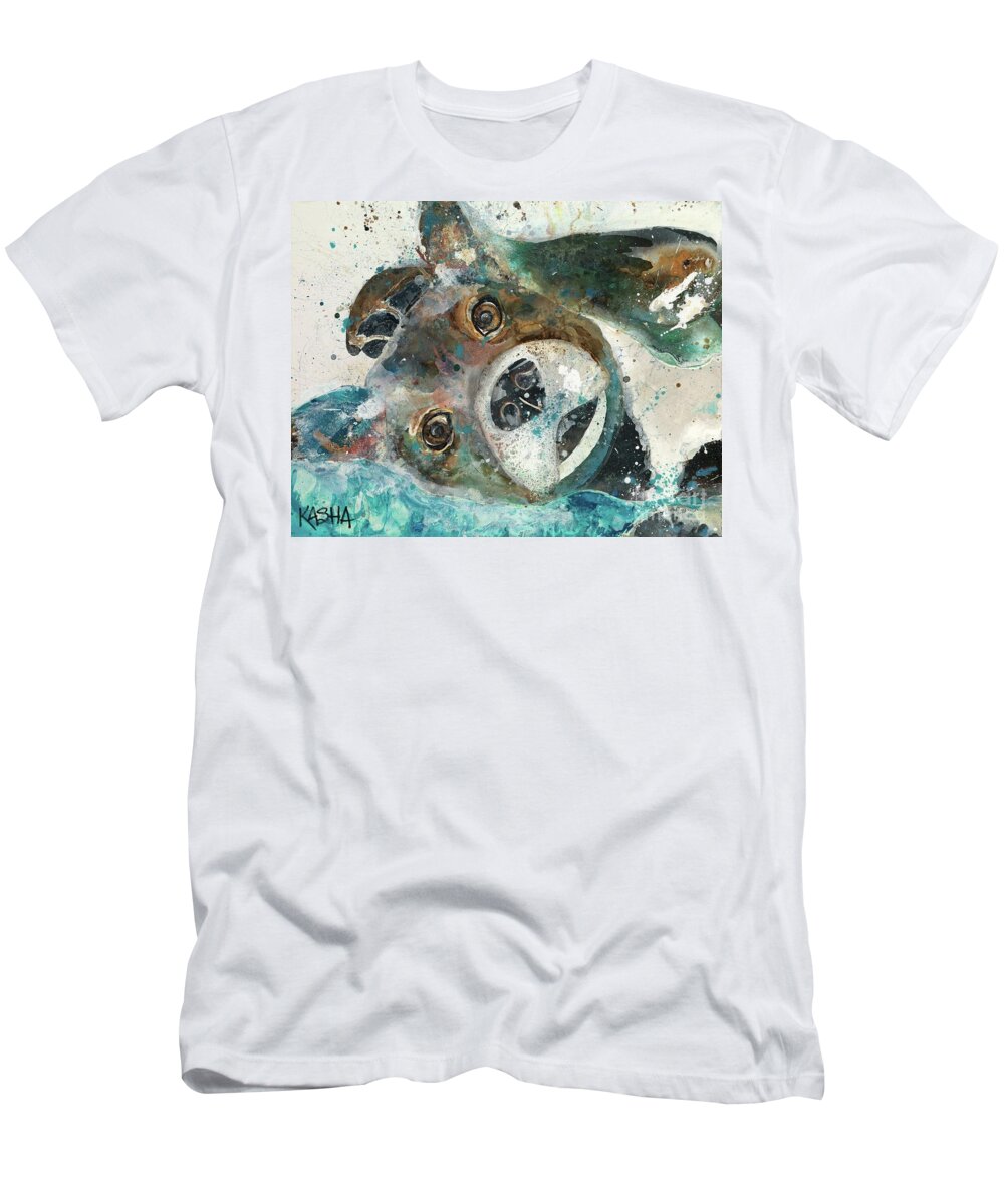 Dog Art T-Shirt featuring the painting Sweet Surrender by Kasha Ritter