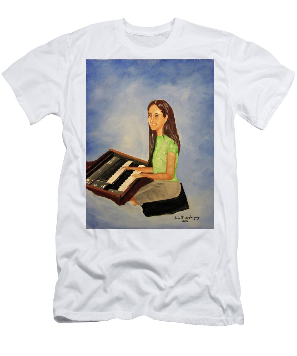 Organ T-Shirt featuring the painting Talented Youth by Luis F Rodriguez