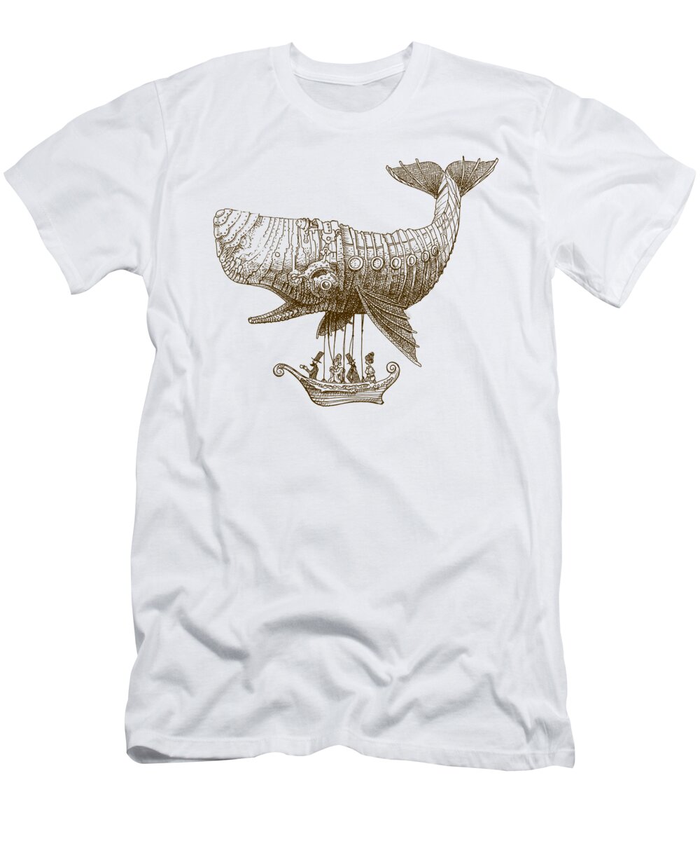 Whale T-Shirt featuring the drawing Tea at Two Thousand Feet by Eric Fan