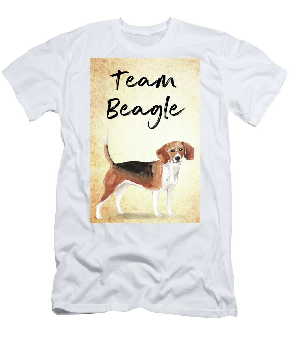 Beagle T-Shirt featuring the painting Team Beagle cute Art for Dog lovers by Matthias Hauser