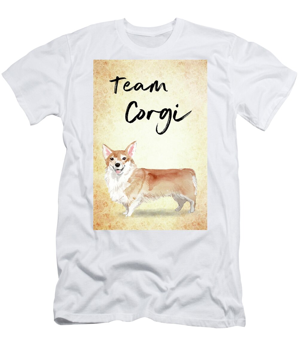 Corgi T-Shirt featuring the painting Team Corgi cute dog by Matthias Hauser