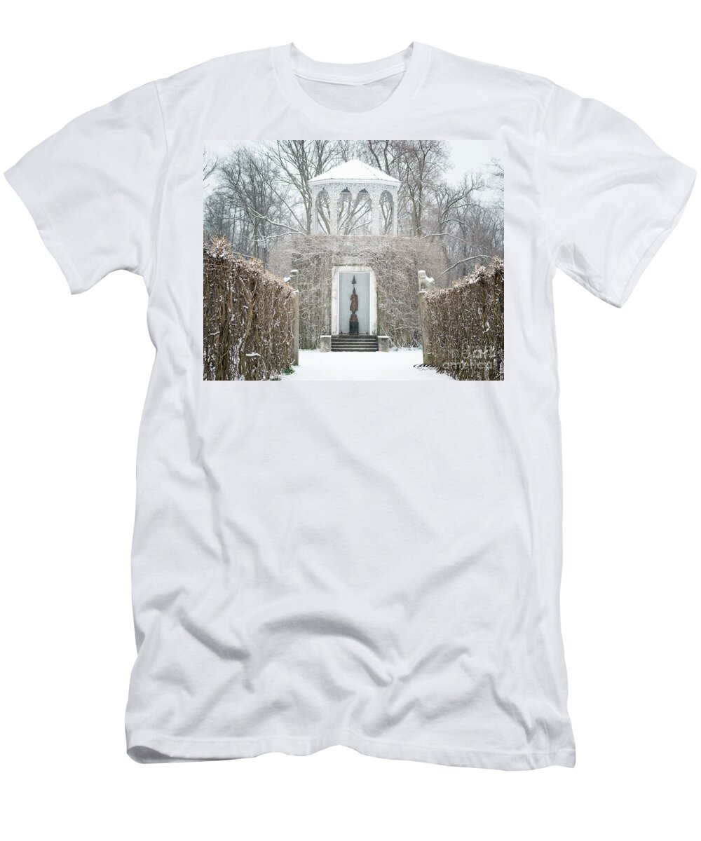 Buddha T-Shirt featuring the photograph Temple of the Golden Buddha in Snow by Blue In Green Photography by Mark Clodfelter