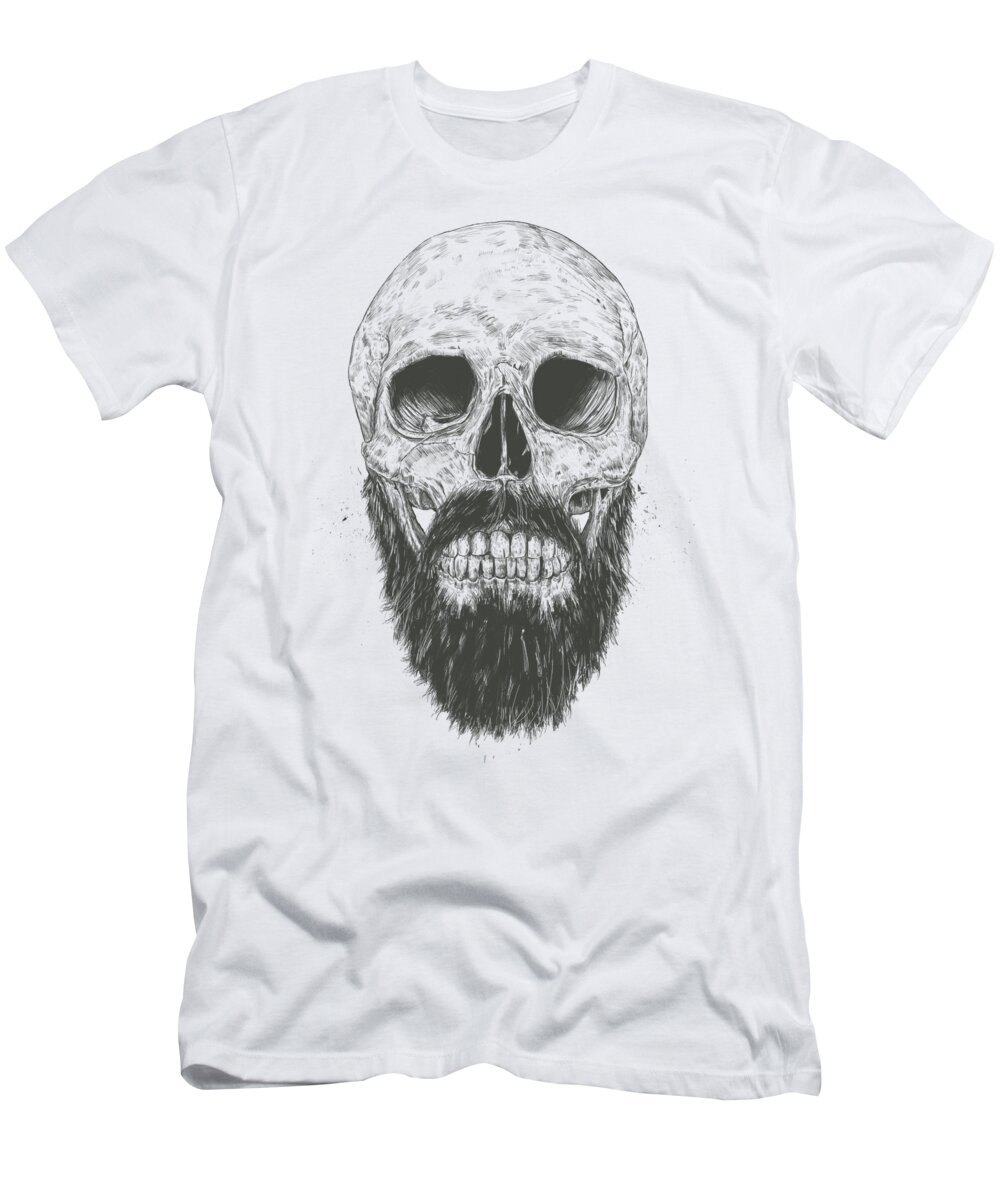 Skull T-Shirt featuring the drawing The beard is not dead by Balazs Solti