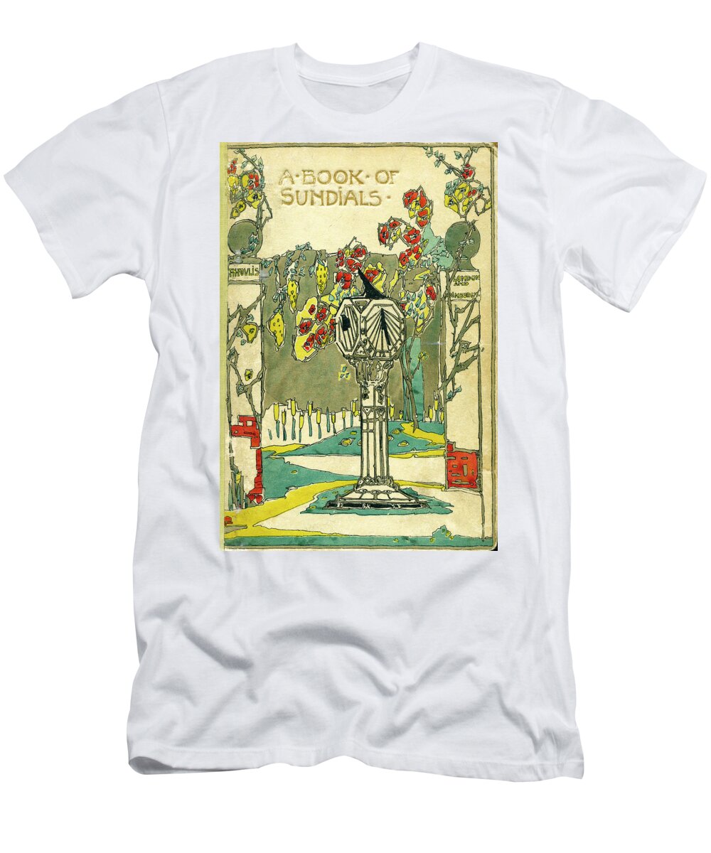 Book Cover T-Shirt featuring the mixed media Cover design for The Book of Old Sundials by Jessie M King